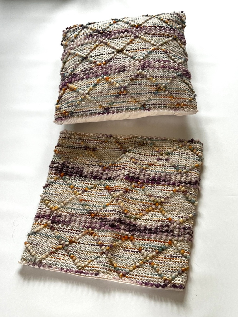 Set of 2 Boho 80% Wool Pillow Covers 20x20 Wool Cotton Tribal Geometric Pair